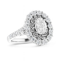 Afbeelding in Gallery-weergave laden, Vintage stijl Halo Ring Ovale Old Cut Echt Diamond Prong Set 6,25 Karaat
