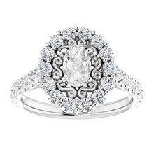 Afbeelding in Gallery-weergave laden, Vintage stijl Halo Ring Ovale Old Cut Echt Diamond Prong Set 6,25 Karaat
