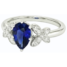 Afbeelding in Gallery-weergave laden, Vlinder Diamanten Verlovingsring Peer Ceylon Sapphire 3 Karaat

