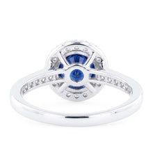 Afbeelding in Gallery-weergave laden, Vonkende Natuurlijke echte diamant ( niet in het laboratorium gekweekt )en Halo ring Rond geslepen Ceylon Sapphire 3,50 karaat goud
