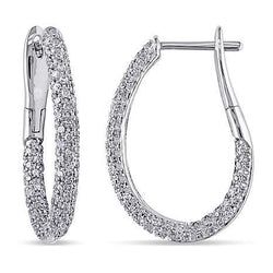 Vrouwen 14K White Gold Round Cut Diamond Hoop Ear Ring Sieraden 3 Ct.