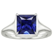 Afbeelding in Gallery-weergave laden, Natuurlijke Echte (Niet Labgekweekt) Dames Edelsteen Solitaire Ring Prinses Sri Lankaanse Saffier 5 Karaat
