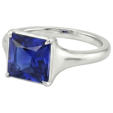 Afbeelding in Gallery-weergave laden, Natuurlijke Echte (Niet Labgekweekt) Dames Edelsteen Solitaire Ring Prinses Sri Lankaanse Saffier 5 Karaat
