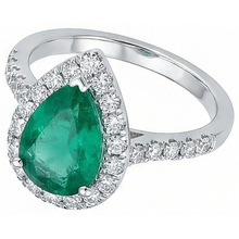 Afbeelding in Gallery-weergave laden, Dames Ring met Groene Smaragd GIA &amp; Natuurlijke uit de aarde gewonnen Diamant Witgoud 14K 5 Karaat Edelsteen Sieraden
