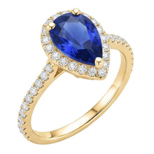 Afbeelding in Gallery-weergave laden, Vrouwen Halo Diamond Ring Peer Sri Lankaanse saffier 5 karaat
