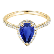 Afbeelding in Gallery-weergave laden, Vrouwen Halo Diamond Ring Peer Sri Lankaanse saffier 5 karaat
