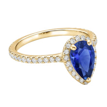 Afbeelding in Gallery-weergave laden, Vrouwen Halo Diamond Ring Peer Sri Lankaanse saffier 5 karaat
