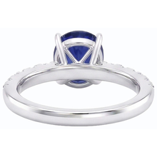 Afbeelding in Gallery-weergave laden, Dames Solitaire Ovaal Geslepen Saffier Ring &amp; Geaccentueerde Natuurlijke uit de aarde gewonnen Diamanten 5.50 Karaat
