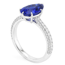 Afbeelding in Gallery-weergave laden, Vrouwen Solitaire Ring Met Diamanten Accenten Peer Blauwe Saffier 4 Karaat
