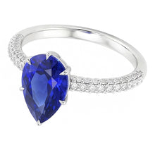 Afbeelding in Gallery-weergave laden, Vrouwen Solitaire Ring Met Diamanten Accenten Peer Blauwe Saffier 4 Karaat
