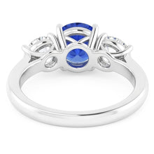 Afbeelding in Gallery-weergave laden, Vrouwen drie stenen ronde natuurlijke blauwe saffier ring 2 karaat Natuurlijke echte diamant ( niet in het laboratorium gekweekt )en

