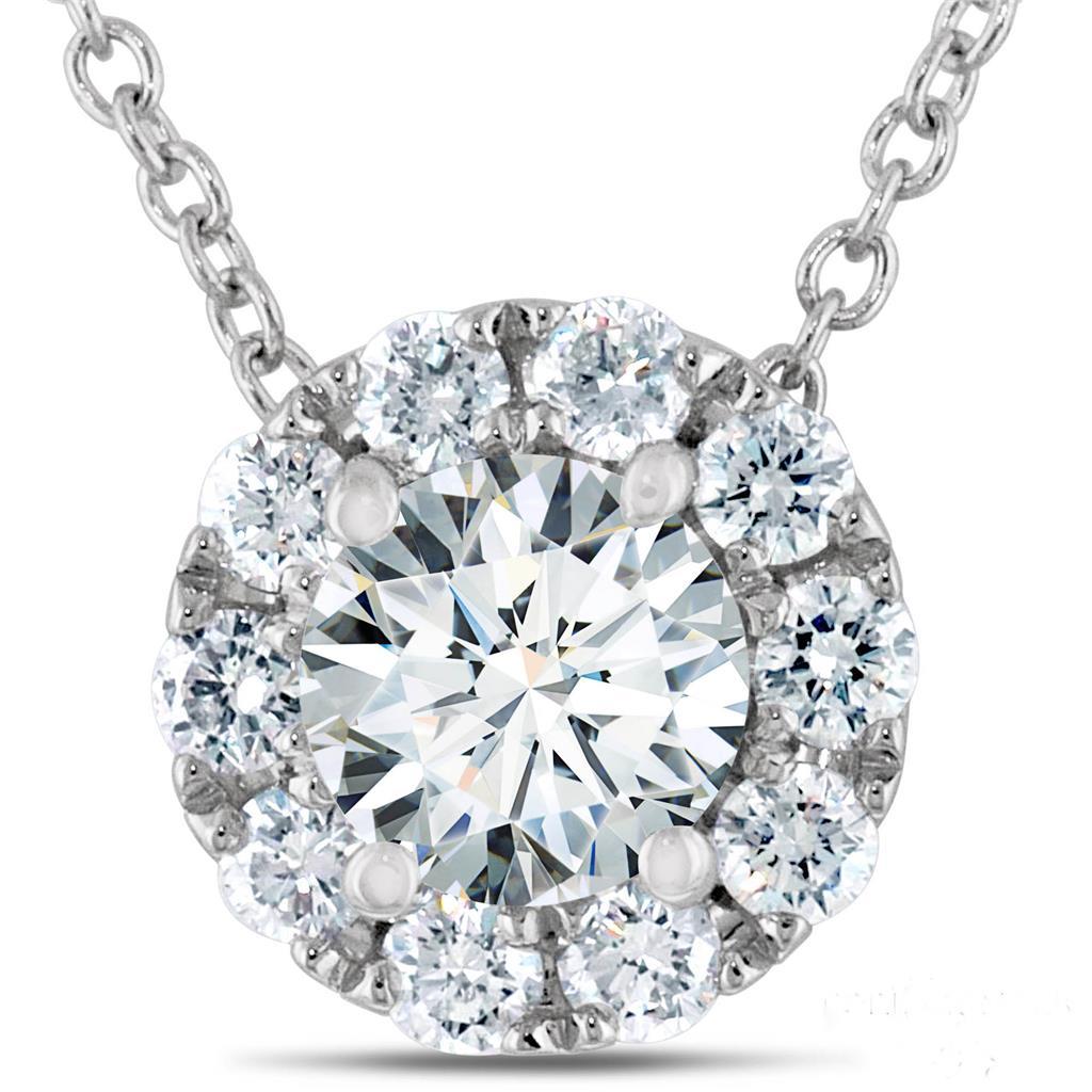 Vrouwen ronde Halo diamanten hanger wit goud sprankelende sieraden 2 ct. - harrychadent.nl