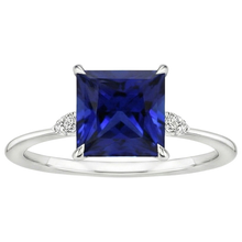 Afbeelding in Gallery-weergave laden, Dames Verlovingsring met blauwe saffier en natuurlijke uit de aarde gewonnen diamant, 5.25 karaat
