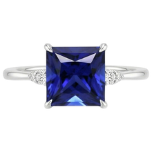 Afbeelding in Gallery-weergave laden, Dames Verlovingsring met blauwe saffier en natuurlijke uit de aarde gewonnen diamant, 5.25 karaat
