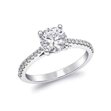 Vrouwen Kathedraal Setting Ronde Natuurlijk Diamanten Verlovingsring 2,50 Karaat
