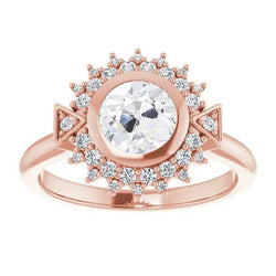 Vrouwen Ronde Dubbele Halo Ring Oude Mijnwerker Echt Diamanten 4 Karaat Sieraden