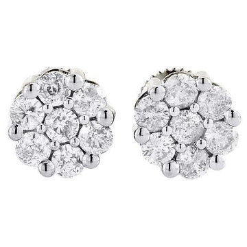 Vrouwen Ronde Echt Diamanten Stud Halo Earring 3,5 Karaat Witgouden Sieraden