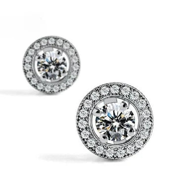 Vrouwen Ronde Halo Echt Diamond Stud Earring Witgouden Sieraden 1.98 Karaat