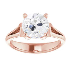 Dames Solitaire Ring Rond Oude Mijnwerker Natuurlijke uit de aarde gewonnen Diamant Prong Gezet 3.50 Karaat