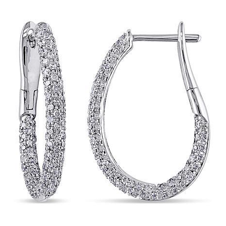 Vrouwen 14K White Gold Round Cut Echt Diamond Hoop Ear Ring Sieraden 3 Ct. - harrychadent.nl