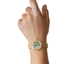 Afbeelding in Gallery-weergave laden, W Dweil presidentieel horloge met Romeinse wijzerplaat Rolex Datumjust diamanten rand goud P2
