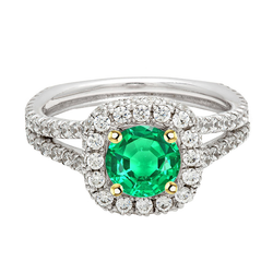 Sieraadsteen Ring Tweekleurig 14K Goud met Fijne Smaragd – 2
