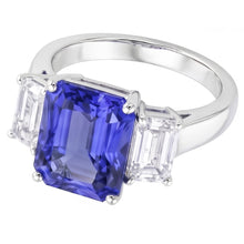 Afbeelding in Gallery-weergave laden, Witgoud Smaragd Natuurlijke uit de aarde gewonnen Diamanten Ring 5 Karaat Saffier Sieraden 14K
