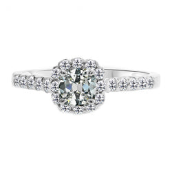 Diamant Old Mine Slijpvorm Halo Verlovingsring 3 karaat in 14K