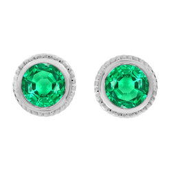 Fijn Fijne Smaragd Gemstone Earring 2 karaat – 14K Witgoud door