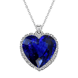 Hartvorm Blauwe Saffier Steen Halsketting in 14K Witgoud – 4