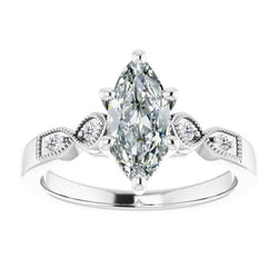 Antiek Cushion Diamant Solitaire met Zijstenen 1 karaat – 14K