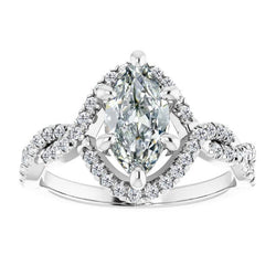 Op maat gemaakt Solitaire Ring met Accenten met Gedraaide Band