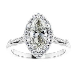 Marquise Briljant Halo Verlovingsring in 14K Witgoud – 1 karaat