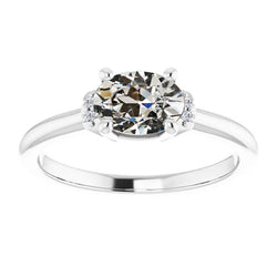 14 Karaat Witgoud Antiek Cushion Fijne Diamant Halo Ring 2 karaat