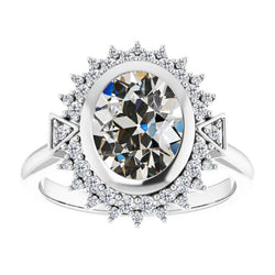 Antiek Cushion Halo Verlovingsring – Diamant 4,50 karaat 14K