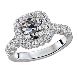 Cushion Slijpvorm Diamant Halo Zetting Ring – 7 karaat in 14K