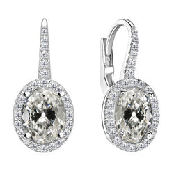 Diamant Antiek Cushion Oorstekers 5 karaat – 14 Karaat Witgoud