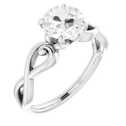 Solitaire Verlovingsring 14 Karaat Witgoud – Diamant Old Mine