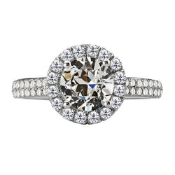Old Mine Slijpvorm Diamant Halo Ring in 14K Witgoud – 1,50 karaat