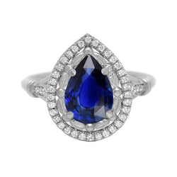 Edelsteen Ring 14 Karaat Witgoud met Royal Blue Saffier – 1,50