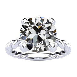 14 Karaat Witgoud Gedraaide Band Fijne Diamant Solitaire