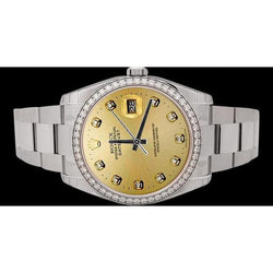 Wijzerplaat met diamanten rand Rolex Datumjust-horloge en roestvrijstalen SNELLE INSTELLING