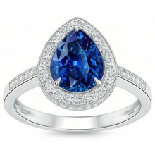 Afbeelding in Gallery-weergave laden, Wit goud 14K 4.90 Karaat Sri Lanka blauwe saffier Halo Natuurlijke echte diamanten ( niet in een laboratorium gekweekt ) ring
