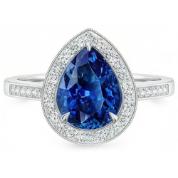 Wit goud 14K 4.90 Karaat Sri Lanka blauwe saffier Halo Natuurlijke echte diamanten ( niet in een laboratorium gekweekt ) ring