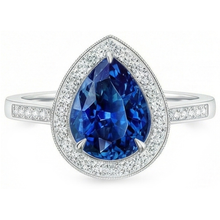 Afbeelding in Gallery-weergave laden, Wit goud 14K 4.90 Karaat Sri Lanka blauwe saffier Halo Natuurlijke echte diamanten ( niet in een laboratorium gekweekt ) ring
