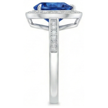 Afbeelding in Gallery-weergave laden, Wit goud 14K 4.90 Karaat Sri Lanka blauwe saffier Halo Natuurlijke echte diamanten ( niet in een laboratorium gekweekt ) ring
