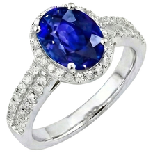Afbeelding in Gallery-weergave laden, Witgoud 4.81 Karaat Ceylonsaffier Natuurlijke uit de aarde gewonnen Diamanten Dubbele Ringband Ring
