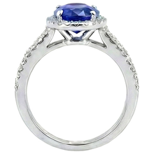Afbeelding in Gallery-weergave laden, Witgoud 4.81 Karaat Ceylonsaffier Natuurlijke uit de aarde gewonnen Diamanten Dubbele Ringband Ring
