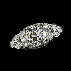 Wit goud Ronde Oude Mijnwerker Echt Diamanten ring Sieraden Milgrain 14K 3 Karaat