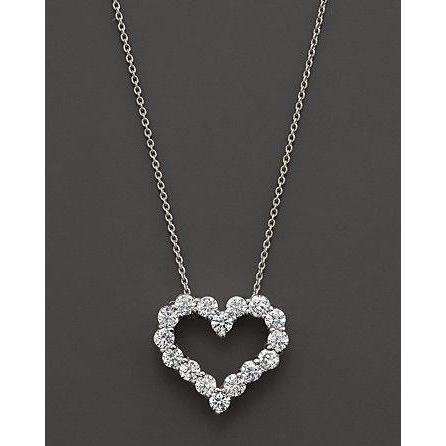 Wit Goud Ronde Echt Diamanten Halsketting Hanger Vrouwen Sieraden Nieuwe 4 Ct.
